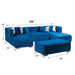 Valencia 126 in. W 3-Piece Soft Touch Velvet  U-Shaped Sectional in Blue - SEC-VALENCIA-BLUE - Gate Furniture