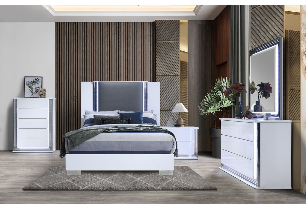 Ylime Smooth White Queen Bed Group With Vanity Set - YLIME-SMOOTH WHITE-QBG W/ VANITY SET - Gate Furniture