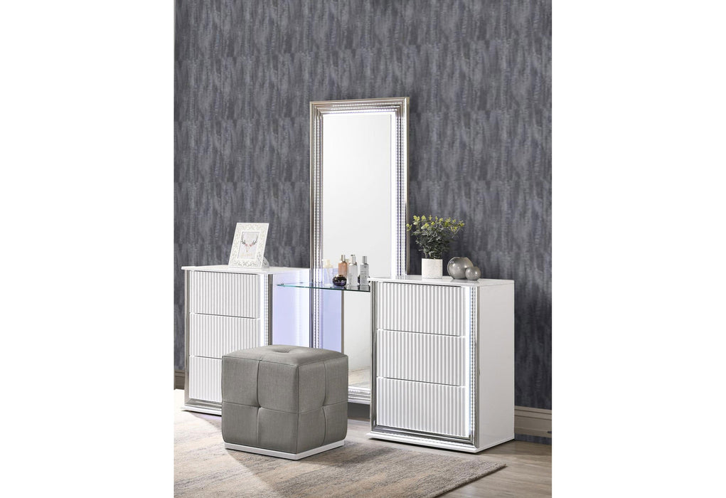 Aspen White King Bed Group With Vanity Set With Led - ASPEN-WH-KBG W/VANITY SET - Gate Furniture