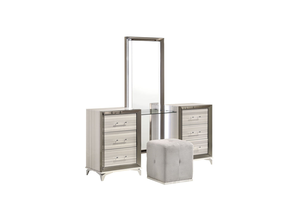 Zambrano White Queen Bed Group With Vanity Set - ZAMBRANO-WHITE-QBG W/ VANITY SET - Gate Furniture