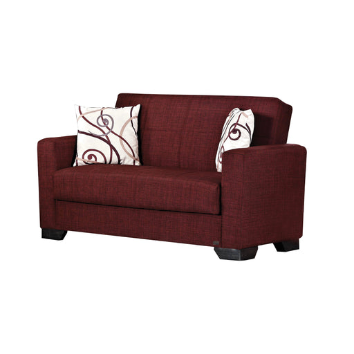 Vermont 63 in. Convertible Sleeper Loveseat in Burgundy with Storage - LS-VERMONT-BURGUNDY - In Stock Furniture