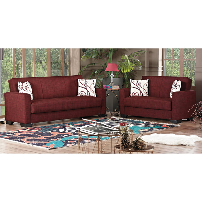 Vermont 63 in. Convertible Sleeper Loveseat in Burgundy with Storage - LS-VERMONT-BURGUNDY - In Stock Furniture