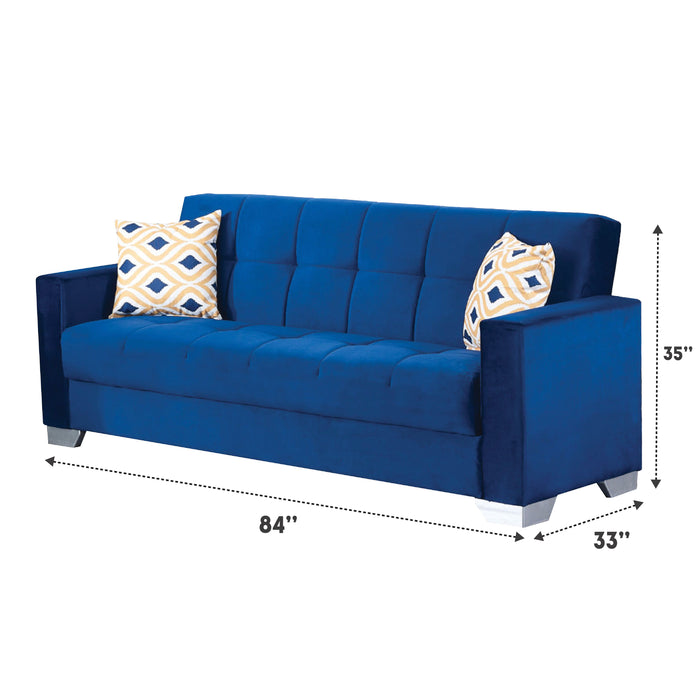 Vermont 82 in. Convertible Sleeper Sofa in Navy Blue with Storage - SB-VERMONT-BLUE - In Stock Furniture