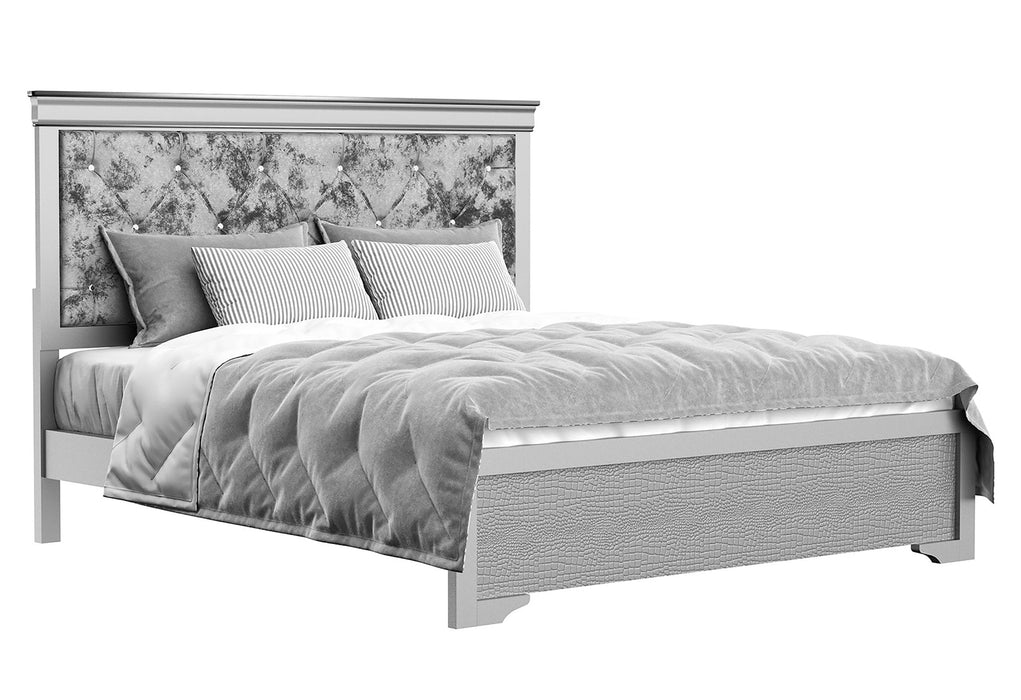 Verona Silver Queen Bed, Dresser And Mirror - VERONA-SILVER-QB+DR+MR - Gate Furniture