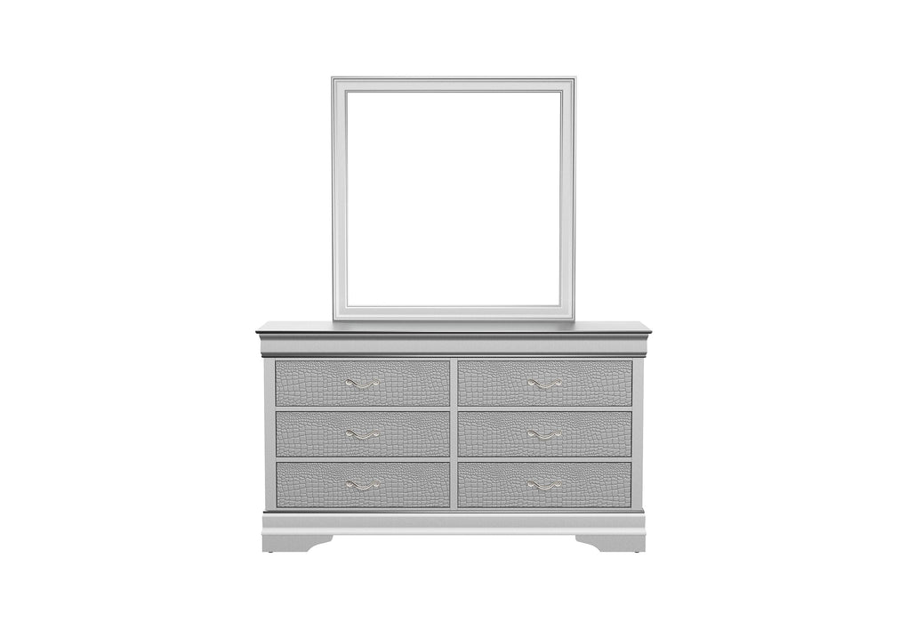 Verona Silver Queen Bed, Dresser And Mirror - VERONA-SILVER-QB+DR+MR - Gate Furniture