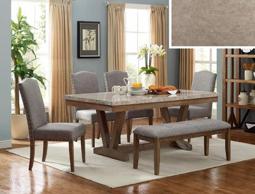 Vesper Brown-Gray Marble Rectangular Dining Set - Gate Furniture