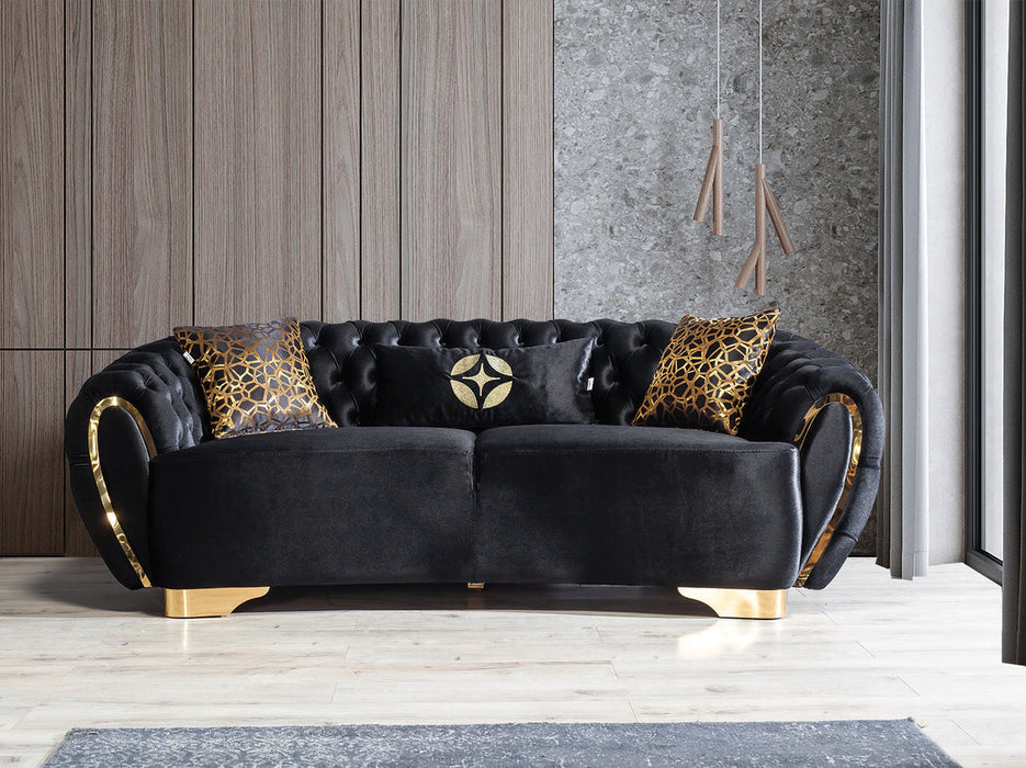 Victoria Black Velvet Sofa & Loveseat - VICTORIABLACK-SL - Gate Furniture