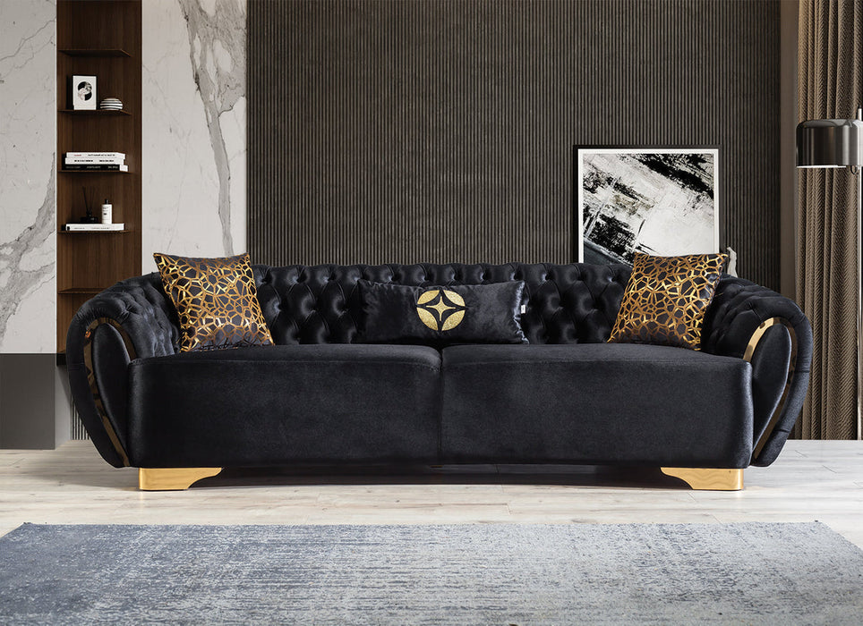 Victoria Black Velvet Sofa & Loveseat - VICTORIABLACK-SL - Gate Furniture