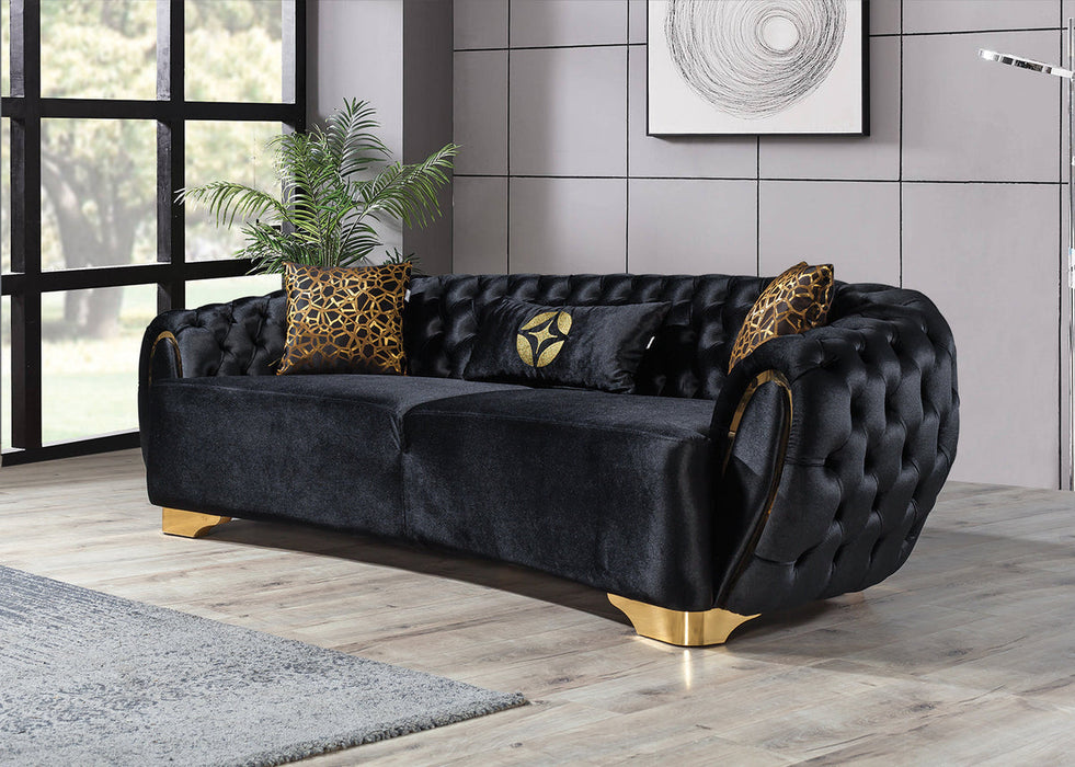 Victoria Black Velvet Sofa & Loveseat - VICTORIABLACK-SL - Gate Furniture