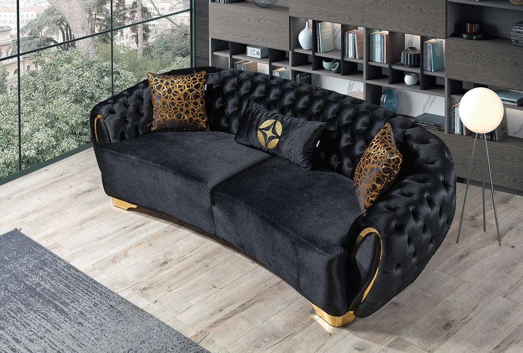 Victoria Black Velvet Sofa & Loveseat - VICTORIABLACK-SL - Gate Furniture