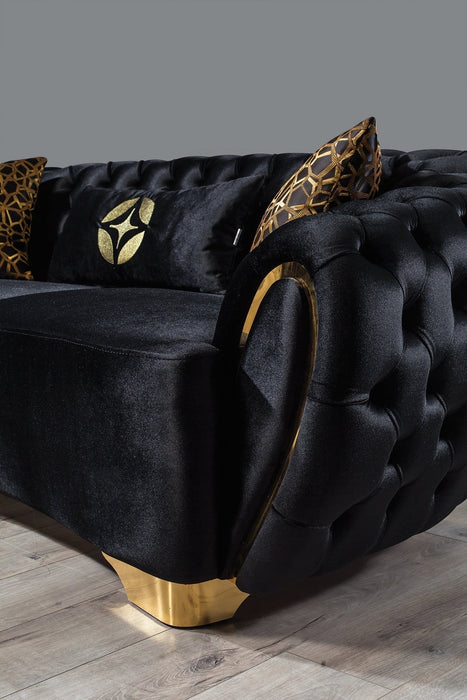 Victoria Black Velvet Sofa & Loveseat - VICTORIABLACK-SL - Gate Furniture