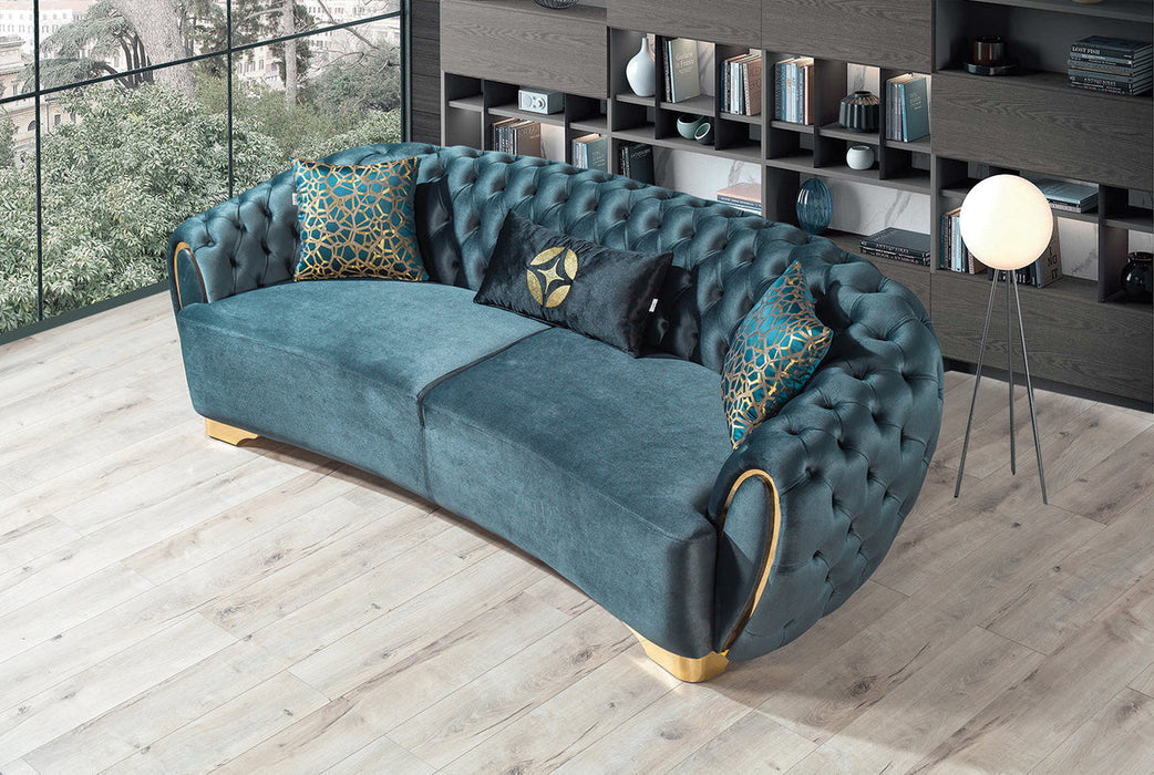 Victoria Holly Green Velvet Sofa & Loveseat - VICTORIAGREEN-SL - Gate Furniture