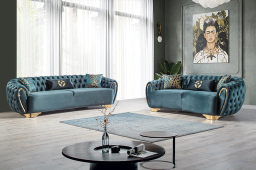 Victoria Holly Green Velvet Sofa & Loveseat - VICTORIAGREEN-SL - Gate Furniture
