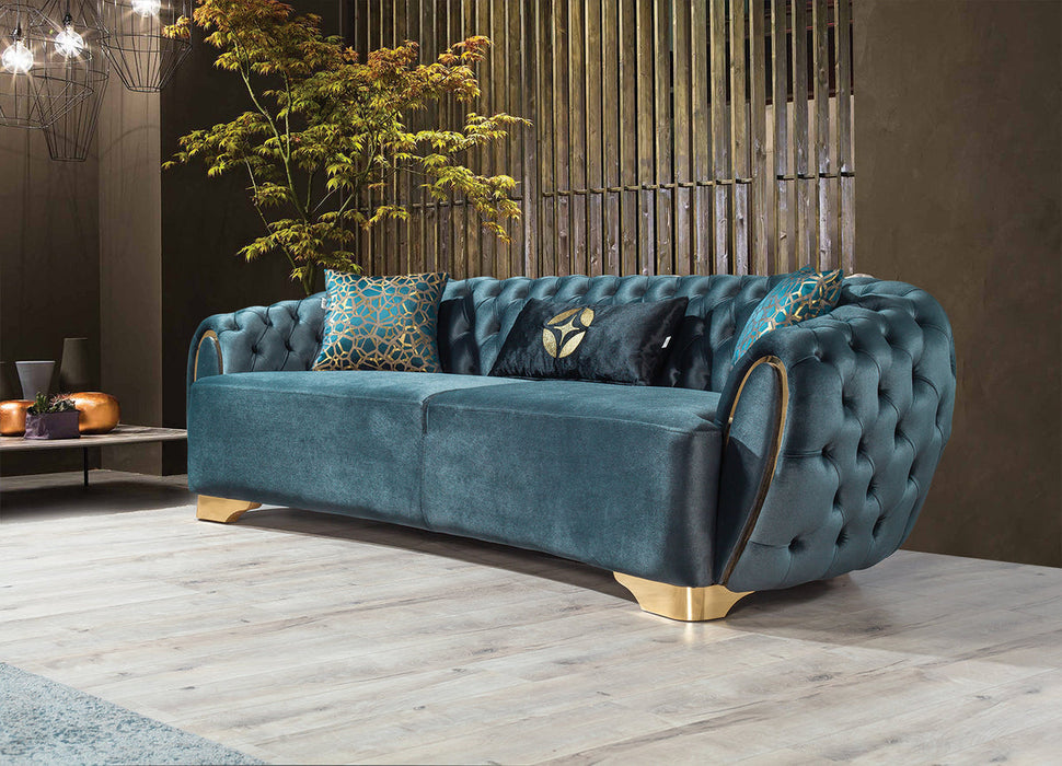 Victoria Holly Green Velvet Sofa & Loveseat - VICTORIAGREEN-SL - Gate Furniture