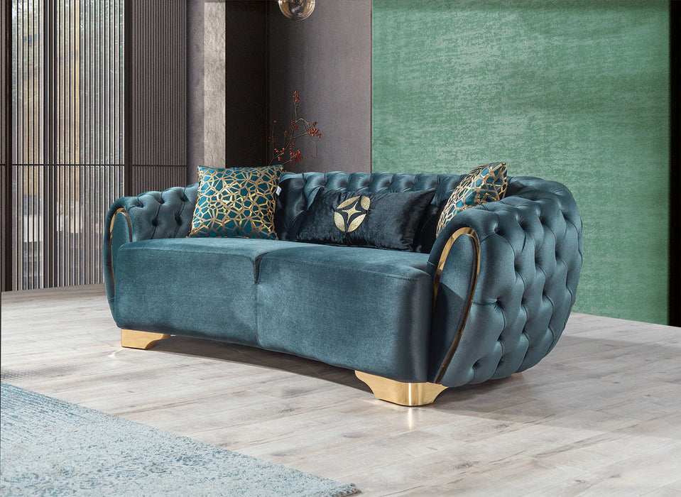 Victoria Holly Green Velvet Sofa & Loveseat - VICTORIAGREEN-SL - Gate Furniture