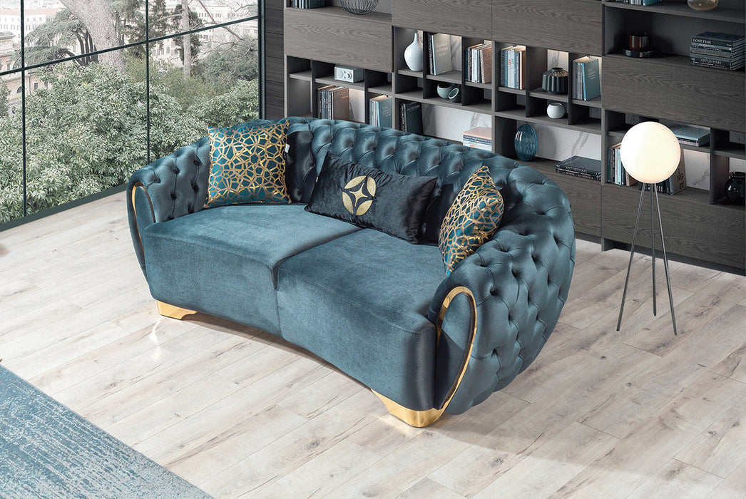 Victoria Holly Green Velvet Sofa & Loveseat - VICTORIAGREEN-SL - Gate Furniture