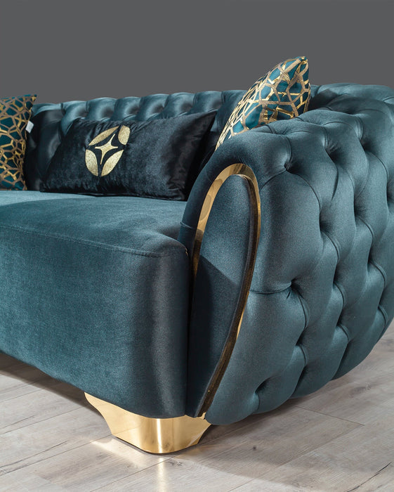 Victoria Holly Green Velvet Sofa & Loveseat - VICTORIAGREEN-SL - Gate Furniture