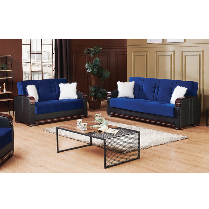 Virginia 89 in. Convertible Sleeper Sofa in Blue with Storage - SB-VIRGINIA-BLUE - In Stock Furniture