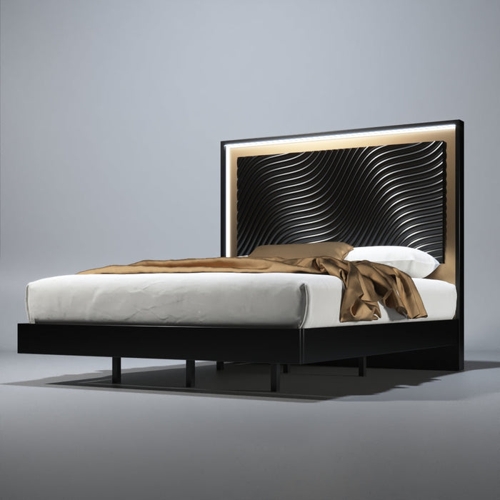 Wave Bed Dark Grey Queen - In Stock Furniture