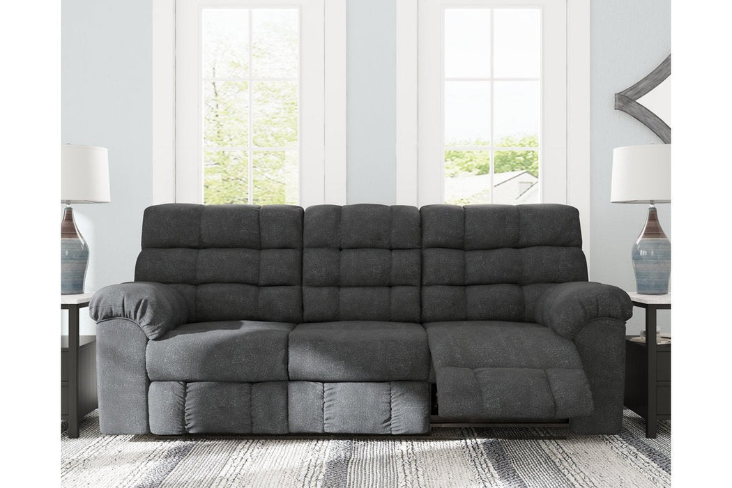 Wilhurst Marine Reclining Sofa with Drop Down Table - 5540389 - Gate Furniture