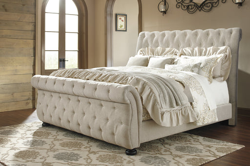 Willenburg Linen Upholstered Queen Sleigh Bed - Gate Furniture