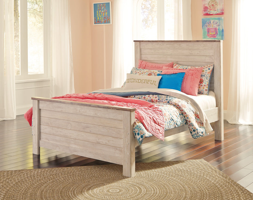 Willowton Whitewash Full Panel Bed - Gate Furniture