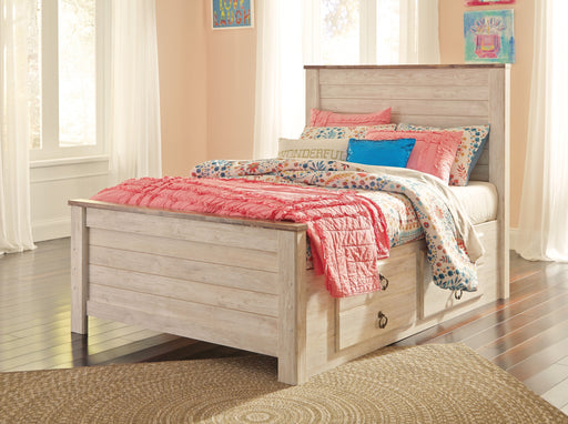 Willowton Whitewash Full Under Bed Storage Platform Bed - Gate Furniture