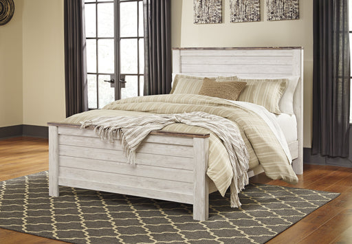 Willowton Whitewash Queen Panel Bed - Gate Furniture