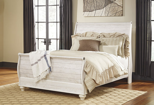 Willowton Whitewash Queen Sleigh Bed - Gate Furniture