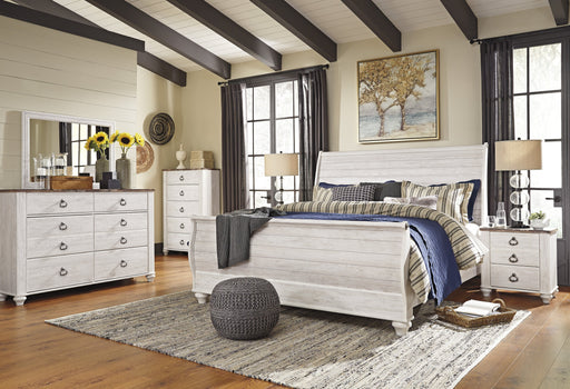 Willowton Whitewash Sleigh Bedroom Set - Gate Furniture