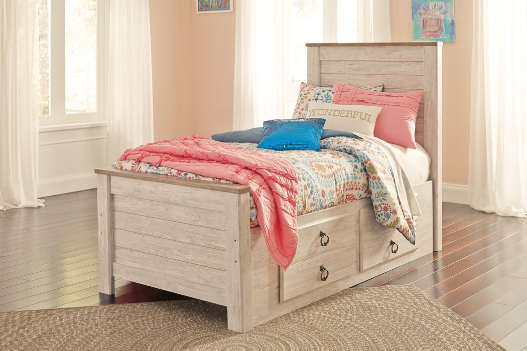 Willowton Whitewash Twin Under Bed Storage Platform Bed - Gate Furniture