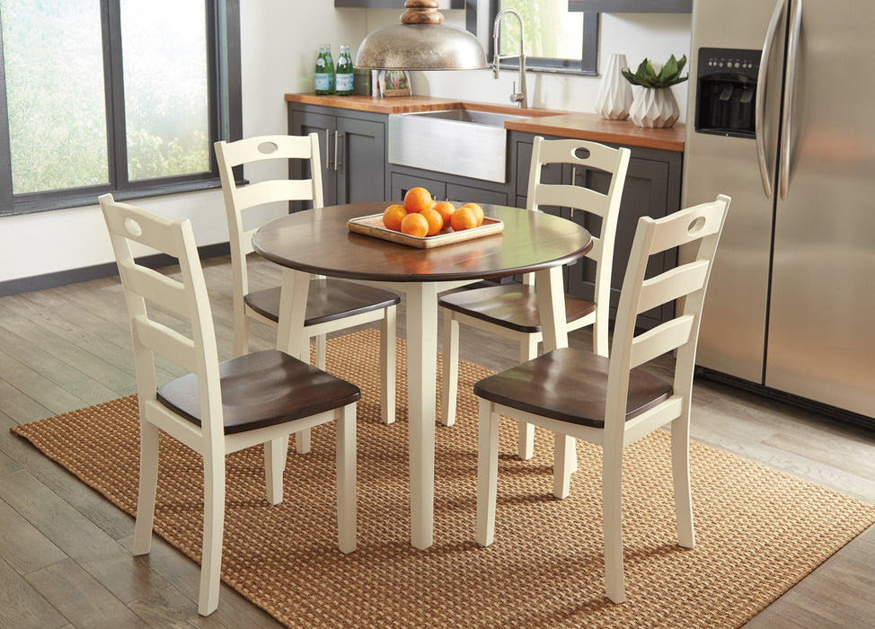 Woodanville Cream-Brown Drop Leaf Dinette Set - Gate Furniture