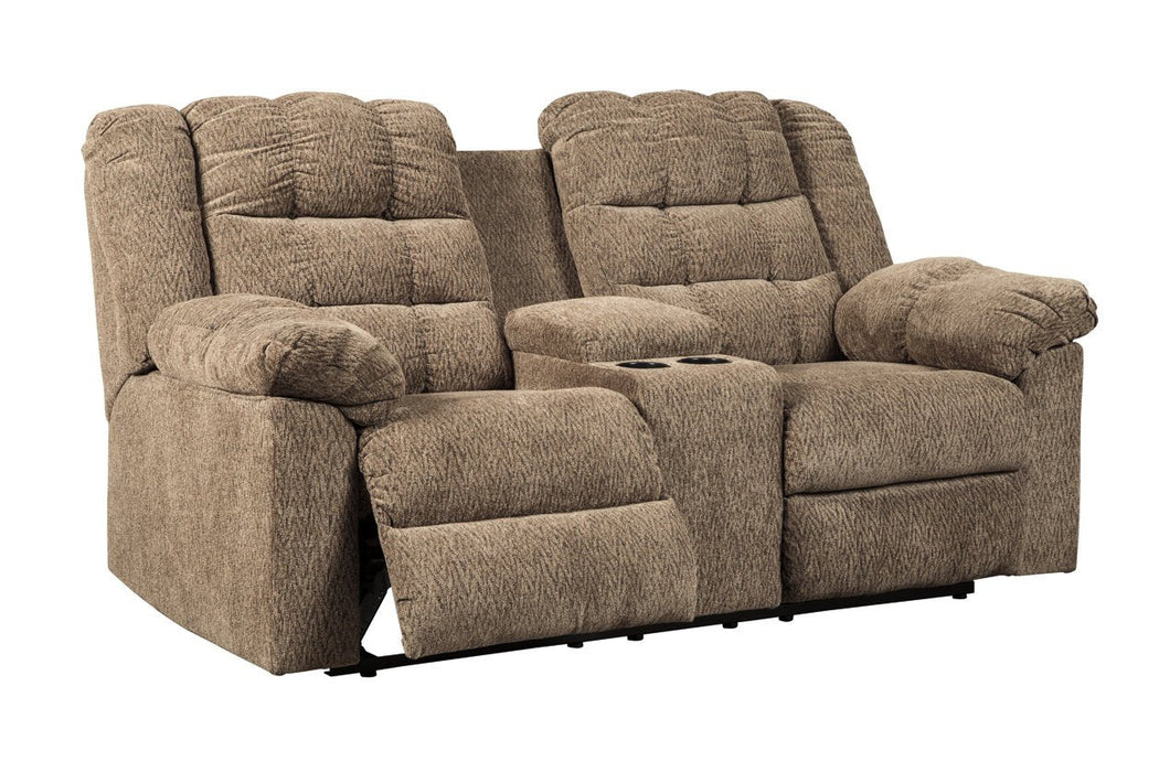 Workhorse Cocoa Reclining Loveseat with Console - 5840194 - Gate Furniture