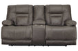 Wurstrow Smoke Power Reclining Loveseat with Console - U5460218 - Gate Furniture