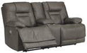 Wurstrow Smoke Power Reclining Loveseat with Console - U5460218 - Gate Furniture