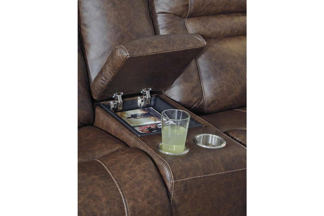 Wurstrow Umber Power Reclining Loveseat - U5460318 - Gate Furniture