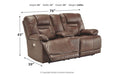 Wurstrow Umber Power Reclining Loveseat - U5460318 - Gate Furniture