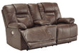 Wurstrow Umber Power Reclining Loveseat - U5460318 - Gate Furniture