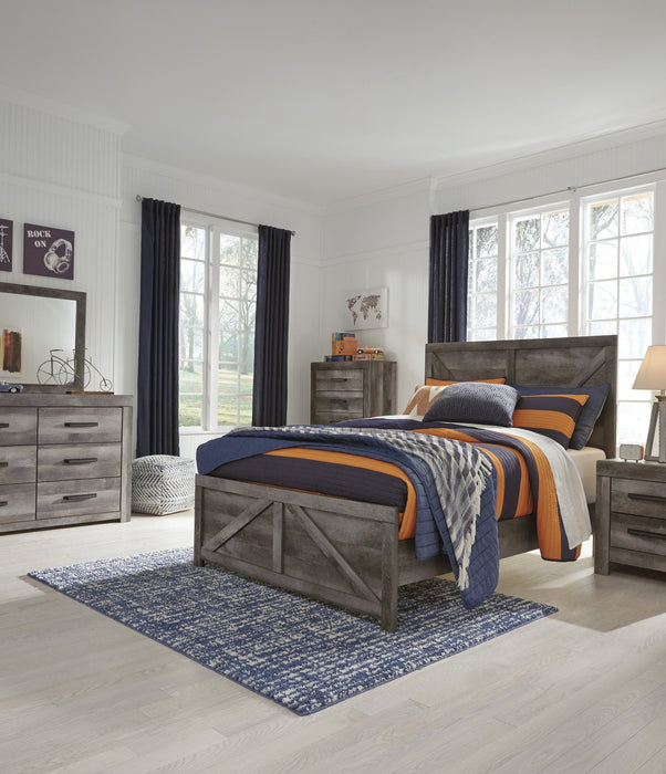 Wynnlow Gray Full Crossbuck Panel Bed - Gate Furniture