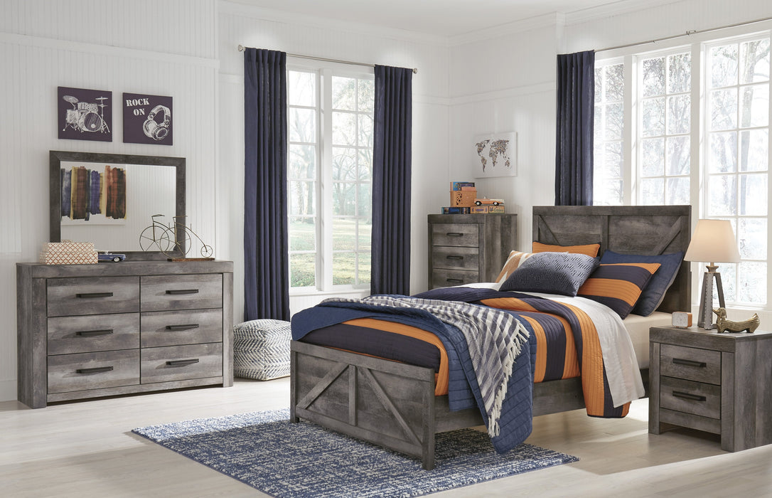 Wynnlow Gray Full Crossbuck Panel Bed - Gate Furniture