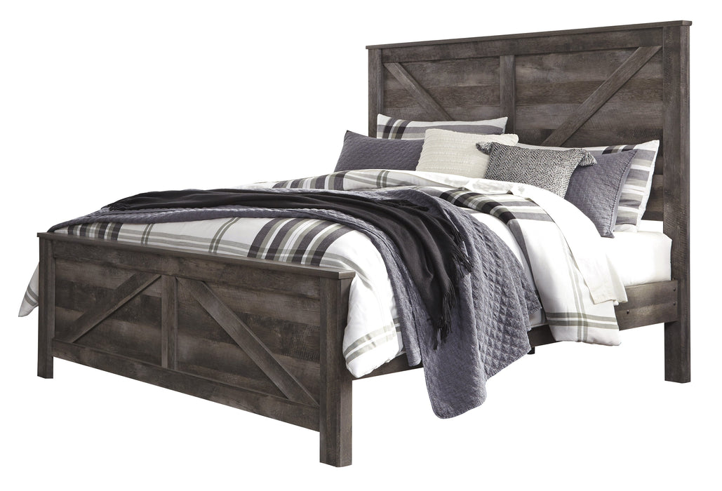 Wynnlow Gray King Crossbuck Panel Bed - Gate Furniture