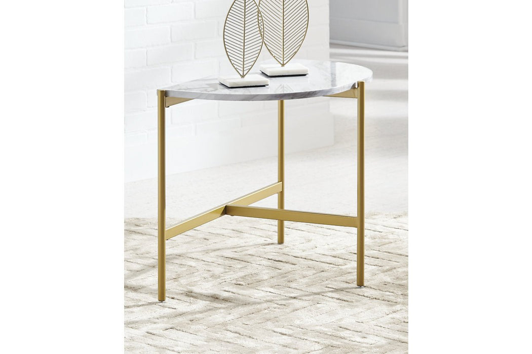 Wynora White/Gold Chairside End Table - T192-7 - Gate Furniture