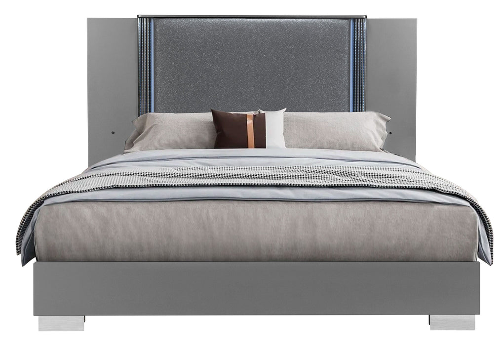 Ylime Smooth Silver Queen Bed Group - YLIME-SMOOTH SILVER-QBG - Gate Furniture