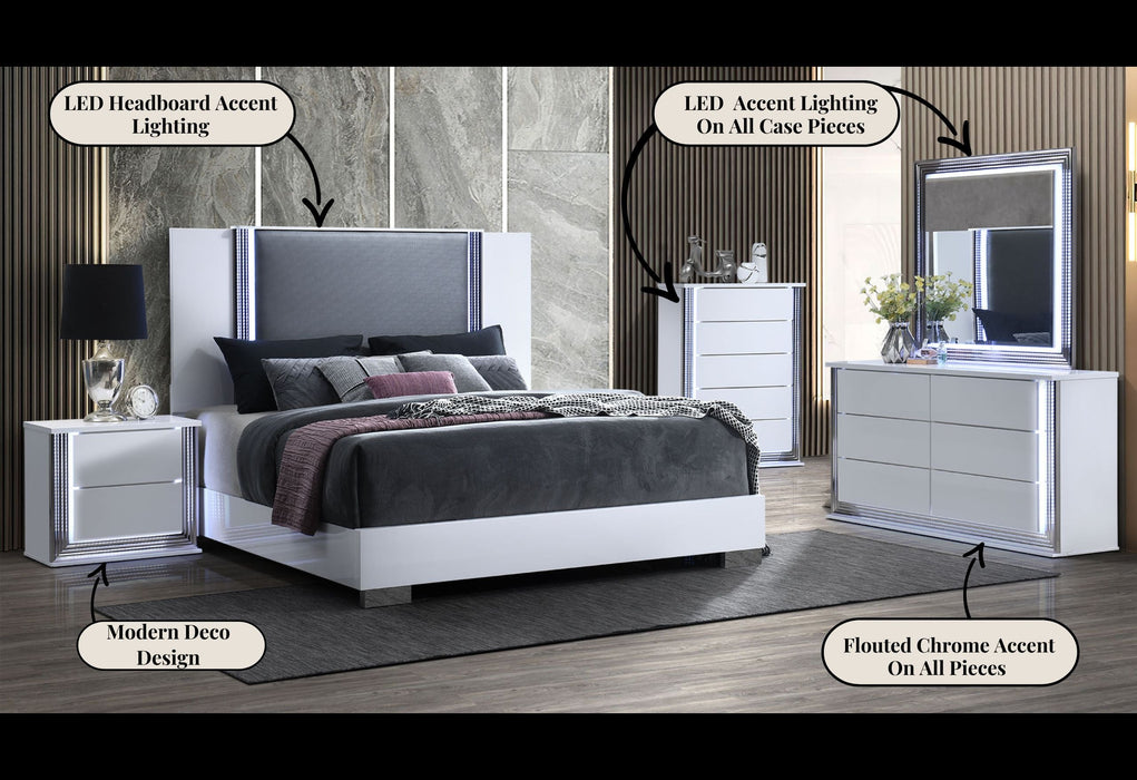 Ylime Smooth White Queen Bed Group - YLIME-SMOOTH WHITE-QBG - Gate Furniture