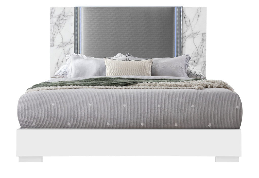 Ylime White Marble King Bed Group - YLIME-WHITE MARBLE-KBG - Gate Furniture