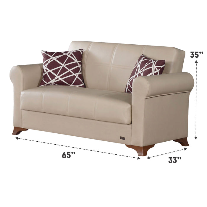 Yonkers 65 in. Convertible Sleeper Loveseat in Beige with Storage - LS-YONKERS-2016 - In Stock Furniture