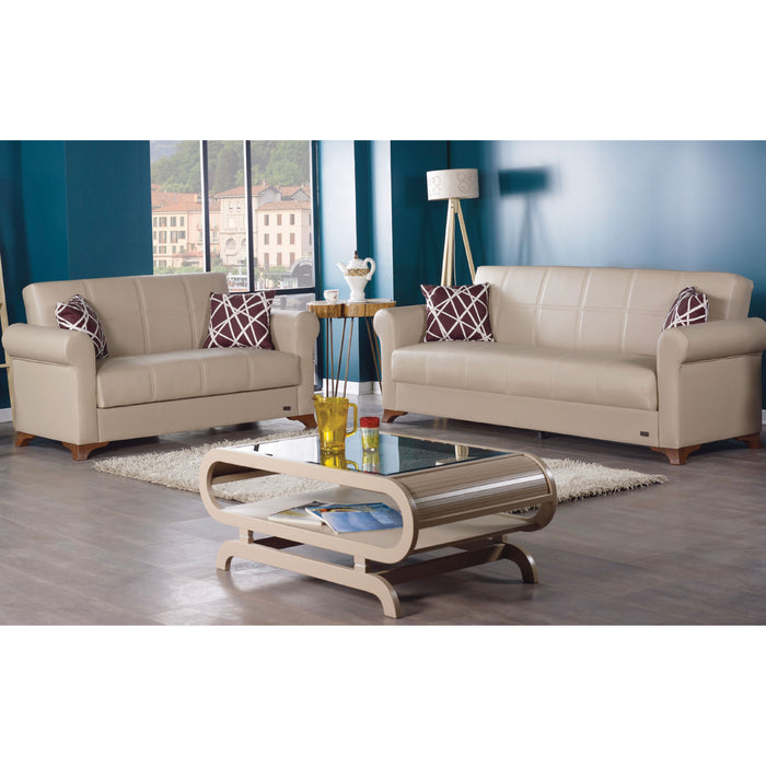 Yonkers 65 in. Convertible Sleeper Loveseat in Beige with Storage - LS-YONKERS-2016 - In Stock Furniture