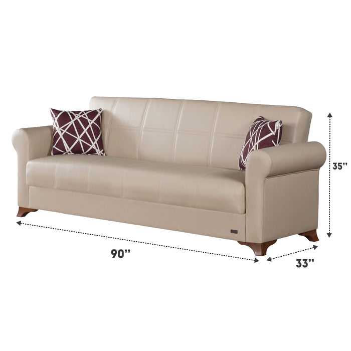 Yonkers 90 in. Convertible Sleeper Sofa in Beige with Storage - SB-YONKERS-2016 - In Stock Furniture