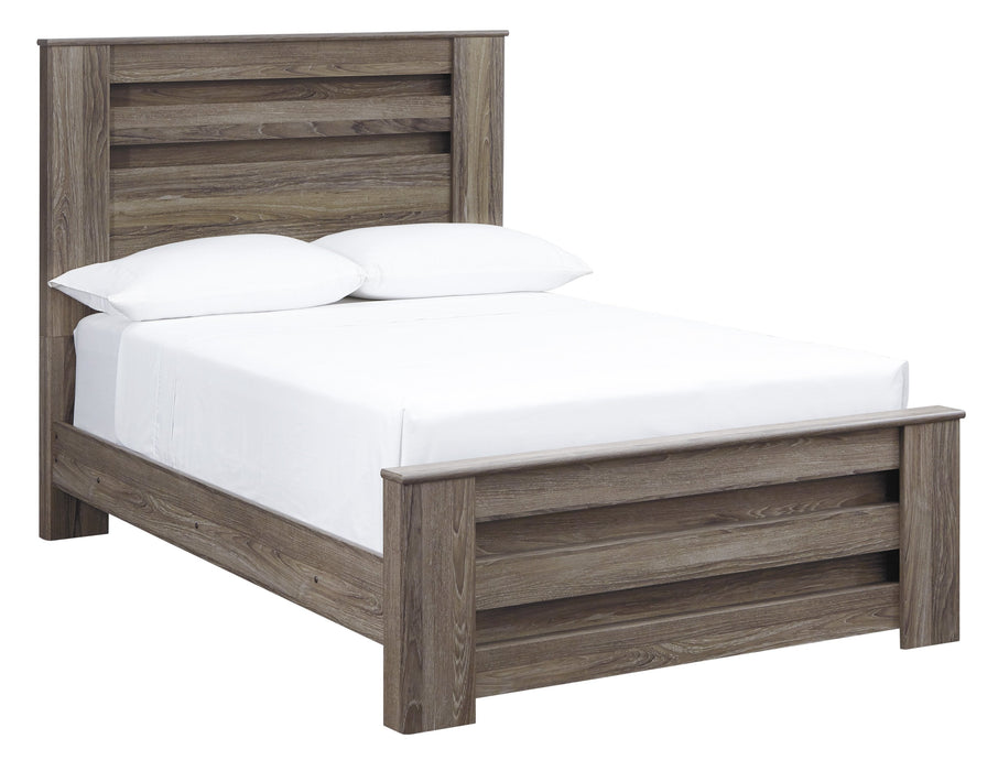 Zelen Warm Gray Full Panel Bed - Gate Furniture