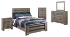 Zelen Warm Gray Full Panel Bed - Gate Furniture